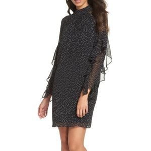 POLKADOT MOCK NECK LONG SLEEVE DRESS